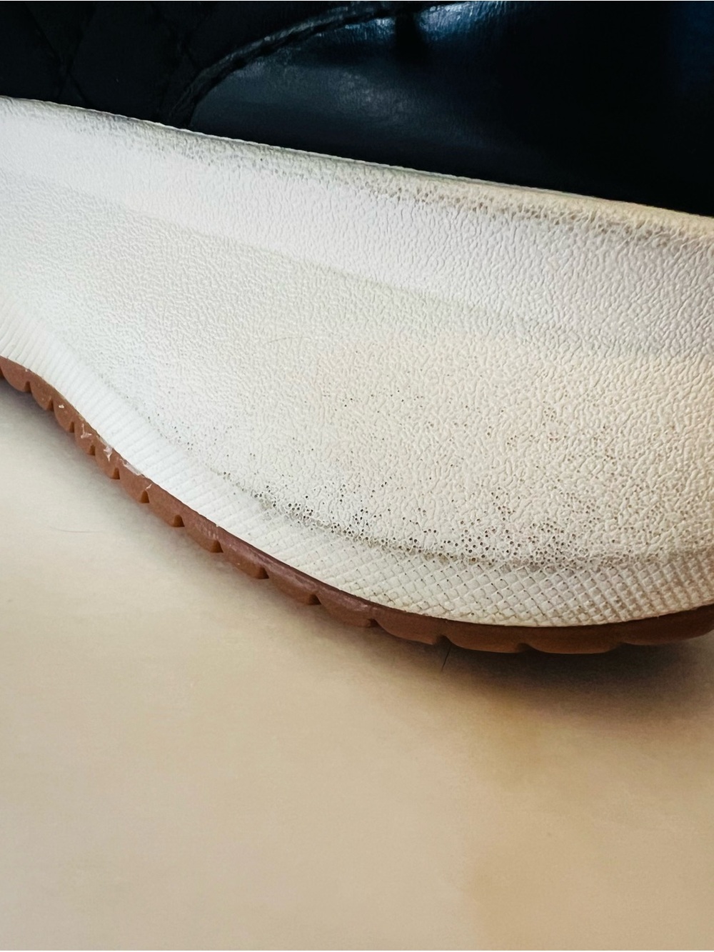Zara Black Quilted Sneakers with White Soles and Brown Toe Accents - Picture 10 of 12